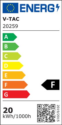 Etichetta Energetica FARO LED NERO 20W BIANCO CALDO CON CHIP SAMSUNG E SENSORE DI MOVIMENTO IP65 LED20259 