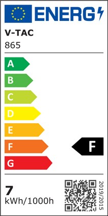 Etichetta Energetica LAMP. LED E14 7W BIANCO FREDDO A BULBO CHIP SAMSUNG LED865 
