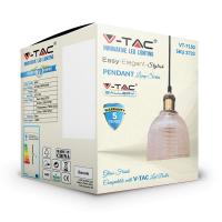 V-TAC VT-7150 PORTALAMPADA E27 PENDENTE VETRO TRASPARENTE D145 LED3733 2
