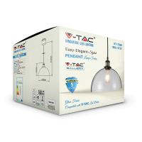 V-TAC VT-7140 PORTALAMPADA E27 PENDENTE VETRO TRASPARENTE D140 LED3737 2