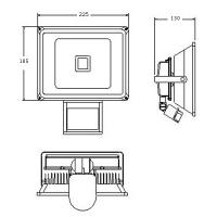 V-TAC VT-4730PIR FARO LED 30W BIANCO CALDO CON SENSORE LED5388 3