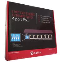 SAFIRE SWPOE SWICTH POE 4 PORTE 10/100MBPS E 2 PORTE UPLINK VISSF-SW0604POE-60 1