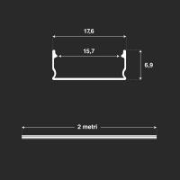 V-TAC VT-8157 PROFILO ALLUMINIO SILVER PER STRISCIA LED SATINATA 2000X17,4X7MM LED10321 1