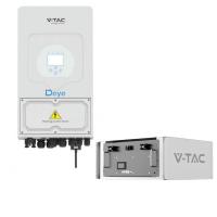V-TAC SOLAR VT-KIT5D-1X9 KIT FOTOVOLTAICO MONOFASE INVERTER DEYE V-TAC 5KW CON ACCUMULO9,6KW CON RACK LEDKIT5D-1X9R 0
