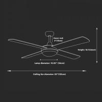V-TAC VT-6054-4 VENTILATORE A SOFFITTO CON ILLUMINAZIONE A 4 PALE TELECOMANDO IR LED7918 2