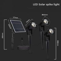 V-TAC VT-11032  LAMPADA CON PICCHETTO 3X1.2W B.CALDO CON PANNELLO SOLARE NERO IP65 LED20489 2