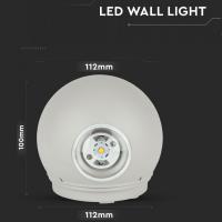 V-TAC VT-836 LAMPADA LED 4W UP-DOWN GRIGIA BIANCO CALDO LED218305 3