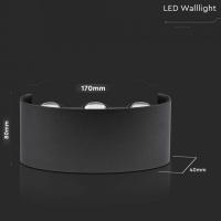 V-TAC VT-846 LAMPADA LED 5W PARETE B.NATURALE UP&DOWN NERA IP65 6LED LED218616 2