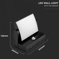 V-TAC VT-11020S LAMPADA LED PARETE NERA 17W RUOTABILE BIANCO CALDO IP65 CON SENOSRE MOVIMENTO LED2940 2