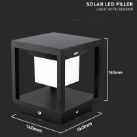 V-TAC VT-11022  LAMPADA LED SOLARE 2W DA TERRA NERA B.CALDO IP65 SENSORE PIR E CREPUSCOLARE LED6805 2