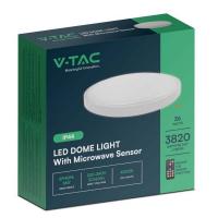 V-TAC VT-8630SW-RD PLAFONIERA TONDA 36W B.NATURALE IP44 SENSORE MICROONDA CREPUSCOLARE E TELECOMAND LED76651 1