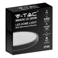 V-TAC VT-8624SB-RD PLAFONIERA TONDA 24W B.NATURALE IP44 SENSORE MICROONDA CREPUSCOLARE LED7670 1