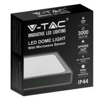 V-TAC VT-8630B-SQ PLAFONIERA QUADRATA 30W NATURALE IP44 SENSORE MICROONDA CREPUSCOLARE LED7674 1