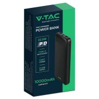 V-TAC VT-10005 POWER BANK 10000MAH RICARICA RAPIDA NERO LED7833 1