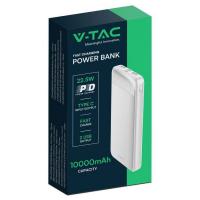 V-TAC VT-10005 POWER BANK 10000MAH RICARICA RAPIDA BIANCO LED7834 1