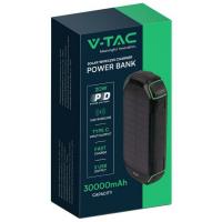 V-TAC VT-33333 POWER BANK WIRELESS E SOLARE 30000MAH NERO LED7836 1