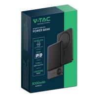 V-TAC VT-50005 POWER BANK MAGNETICO WIRELESS MAGNETICO MAGSAFE ULTRA SOTTILE 5000MAH GRIGIO LED7850 1