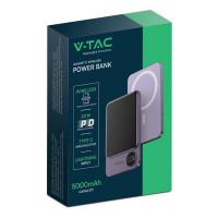 V-TAC VT-50005 POWER BANK MAGNETICO WIRELESS MAGNETICO MAGSAFE ULTRA SOTTILE 5000MAH VIOLA LED7851 1