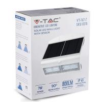 V-TAC VT-767-7 LAMPADA LED SOLARE A PARETE BIANCA 7W LUCE BIANCO NATURALE IP65 CON SENSORE PIR LED8278 1