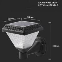 V-TAC VT-972  LAMPADA LED 0.8W NERA LUCE 3IN1 IP44 CON PANNELLO SOLARE E TELECOMANDO LED93578 3