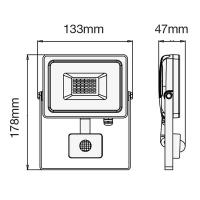 V-TAC VT-10-S FARO LED 10W NATURALE CON SENSORE MOVIMENTO NERO C. SAMSUNG LED437 1