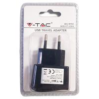 V-TAC VT-1024 ADATTATORE CARICABATTERIA USB 5V 2A NERO IN BLISTER LED8792 1