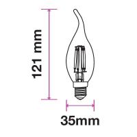 V-TAC VT-1927 LAMP. LED E14 4W FIL. OPACA BIANCO CALDO A FIAMMA LED71041 1