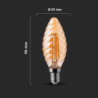 V-TAC VT-1948 LAMPADINA LED E14 4W FIL. AMBRA BIANCO CALDO A TORTIGLIONE LED217115 2