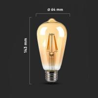V-TAC VT-1964 LAMPADINA LED E27 FILAMENTO 4W BIANCO CALDO AMBRA LED214361 1