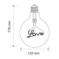 V-TAC VT-2205 LAMPADINA LED E27 FILAMENTO G125 5W CALDO AMBRA LOVE LED2700 1