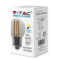 V-TAC VT-2386 LAMPADINA LED E27 6W FILAMENTO BIANCO CALDO A MINIBULBO 130 LUMENWATT LED2851 1