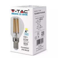 V-TAC VT-2486 LAMPADINA LED E14 6W FILAMENTO BIANCO CALDO A BULBO 130 LUMENWATT LED2854 1