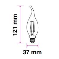 V-TAC VT-264 LAMPADINA LED E14 4W FILAMENTO CALDA A FIAMMA SAMSUNG LED275 1
