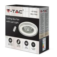 V-TAC VT-5022 VENTILATORE A SOFFITTO CON ILLUMINAZIONE A LED 35W E TELECOMANDO BINCO GRIGIO LED7935 1