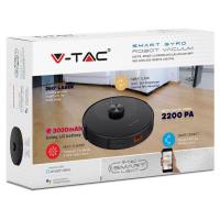 V-TAC VT-5556 ASPIRAPOLVERE LAVAPAVIMENTI BASE RICARICA WIFI SMART 2200PA NERO LASER LED8992 2