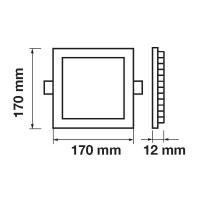 V-TAC VT-612 MINI PANEL 12W BIANCO FREDDO QUADRATO CHIP SAMSUNG LED711 1