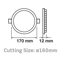 V-TAC VT-612 MINI PANEL 12W BIANCO CALDO TONDO CHIP SAMSUNG LED712 1