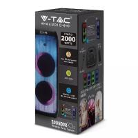 V-TAC VT-6310-2 SPEAKER 100W BLUETOOTH 2 WOOFER 25CM LED MULTICOLORE TROLLEY LED8982 1