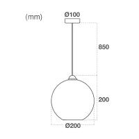 V-TAC VT-7206 PORTALAMPADA E27 PENDENTE VETRO EFFETTO 3D D200 LED40121 1