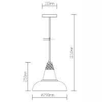 V-TAC VT-7301 PORTALAMPADA E27 PENDENTE CEMENTO E LEGNO CONO LARGO D290 LED3858 1