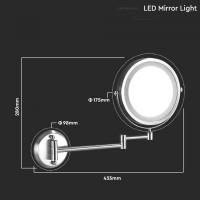 V-TAC VT-7571 LAMPADA DA PARETE CON SPECCHIO LED 3W FREDDA A BATTERIE. LED6628 1