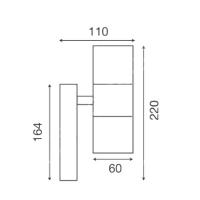 V-TAC VT-7622PIR LAMPADA DA PARETE 2 ATTACCO GU10 INOX CON SENSORE MOVIMENTO LED7503 1