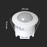 V-TAC VT-8051 SENSORE MOVIMENTO E CREPUSCOLARE 12MT INCASSO OVERRIDE LED1356 1
