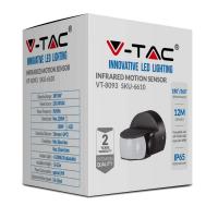V-TAC VT-8093 SENSORE MOVIMENTO E CREPUSCOLARE 12MT IP65 NERO LED6610 1