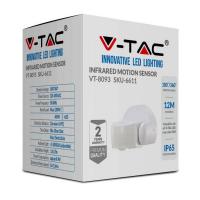 V-TAC VT-8093 SENSORE MOVIMENTO E CREPUSCOLARE 12MT IP65 BIANCO LED6611 1