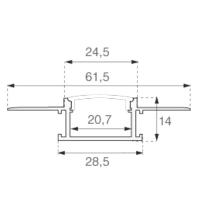 V-TAC VT-8101 PROFILO ALLUMINIO SILVER PER STRISCE LED DA 2MT OPACO CARTONGESSO  LED3359 1