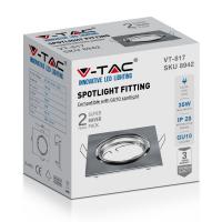 V-TAC VT-817 PORTAL. QUADRATO SPOT INCASSO SATINATO ORIENTABILE 2 PEZZI LED8942 1