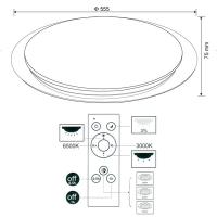V-TAC VT-8555 PLAFONIERA LED TONDA EFFETTO STELLATO 60W 3 IN 1 DIMMERABILE LED1455 1