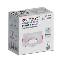 V-TAC VT-921 PORTALAMPADA SPOT INCASSO BIANCO QUADRATO POLICARBONATO LED6634 2