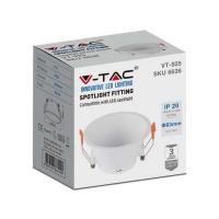 V-TAC VT-925 PORTALAMPADA SPOT INCASSO BIANCO ROTONDO PROFONDO POLICARBONATO LED6636 2